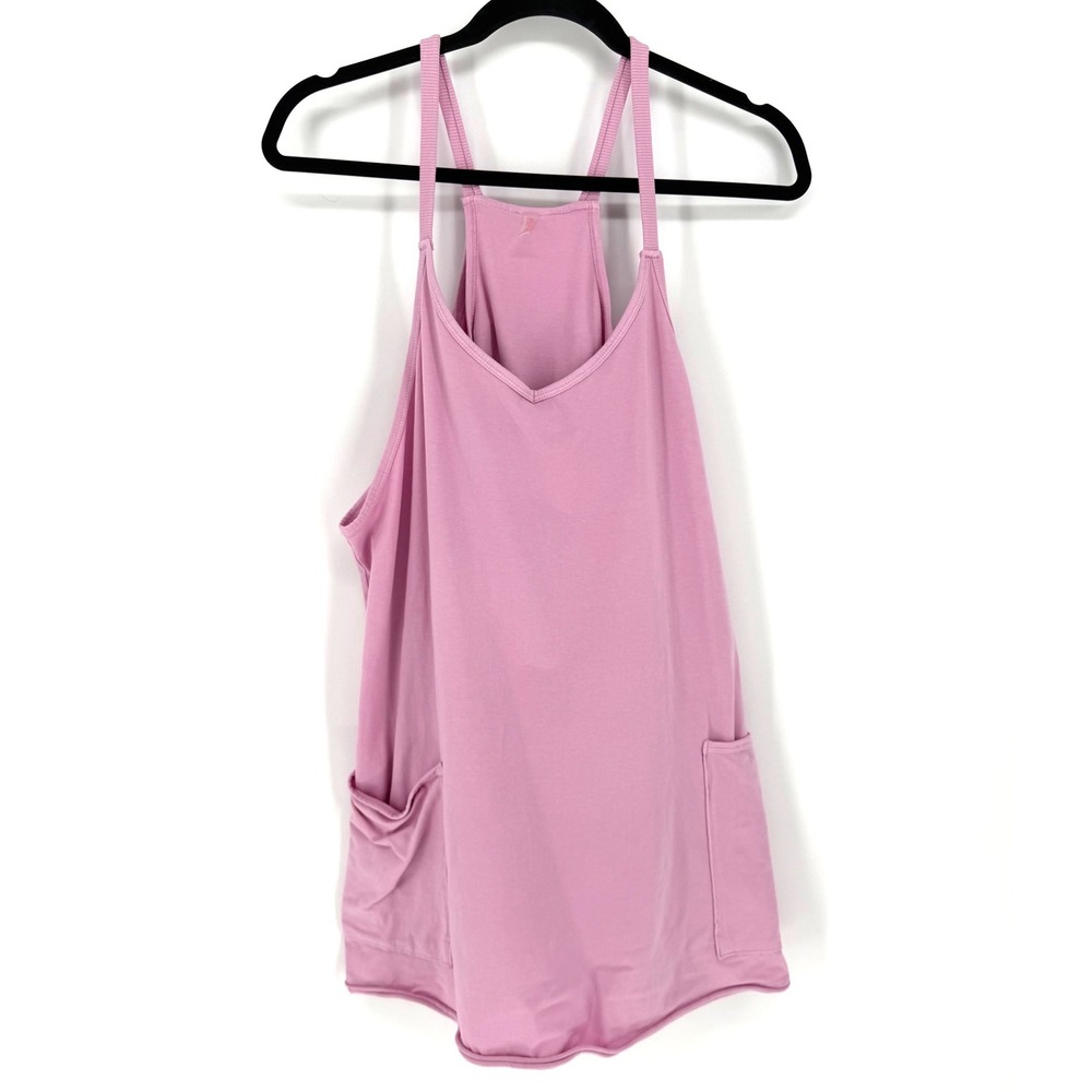 Free People Movement Hot Shot Mini Dress L Pink  Activewear Sleeveless Pockets